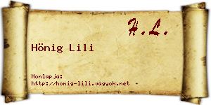 Hönig Lili névjegykártya